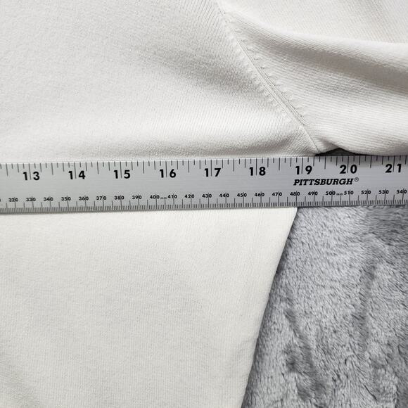 Vintage Notations Sweater Womens M White Black Tie Front Preppy Rayon Nylon Knit - Picture 8 of 10